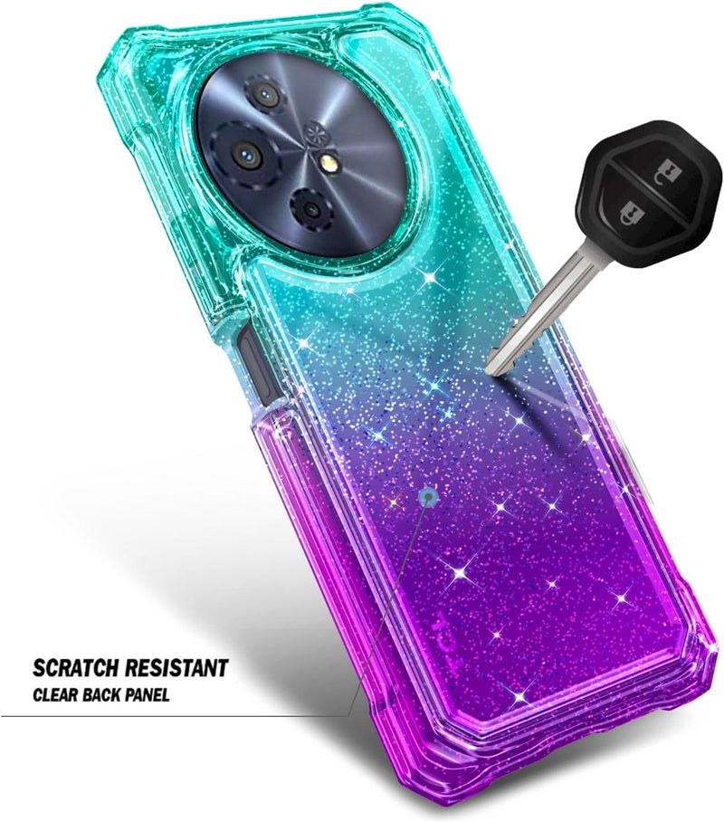 WDHD Designed for TCL 50 XL 5G & TCL 50 XL/60 XE NXTPAPER 5G Phone Case, Glitter Aqua/Purple | Full-Body Protective Shockproof Rugged Bumper Cover with Screen Protector, Raised Corners Drop Protection - Image 5